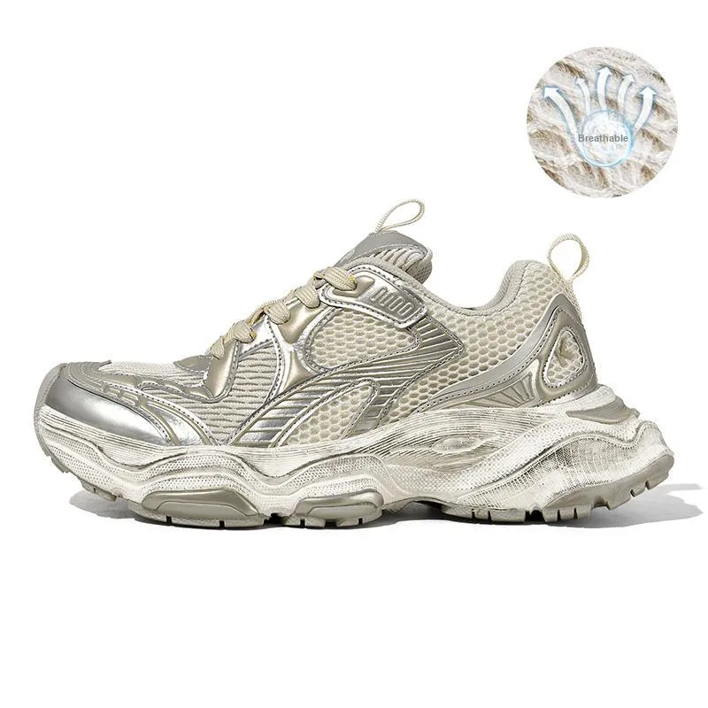 SK.TRIP Cushioned Wear-Resistant Supportive Lightweight Height Increasing Low-Top Running Shoes Unisex Titanium Gray-15