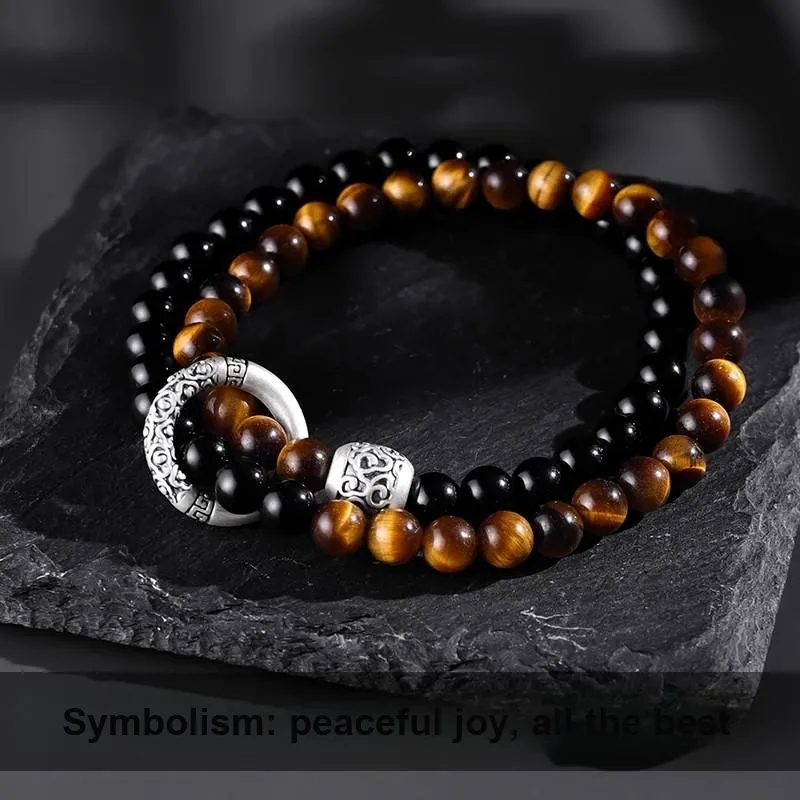 FOREVER MELODY Obsidian Bracelets Men's-2