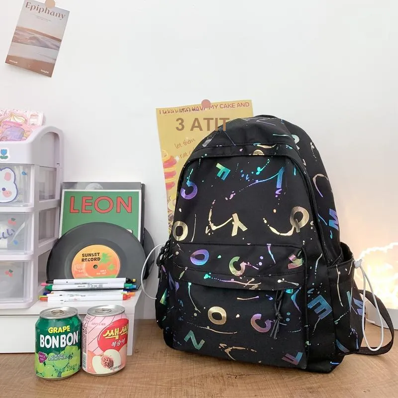 Venerable Brahma Nylon Backpack Regular Women's White/Black/Pink/Green-3