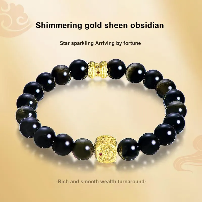 TAOHUAZHAOZHAO Obsidian Bracelets Unisex-1