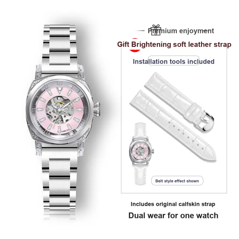 ORCO Mechanical Movement Watch Women's Watch Mother-of-Pearl Color Watch Dial-2