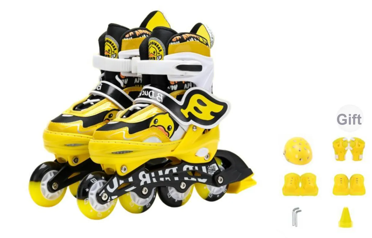 B.Duck City Summer Walk Collection Inline Skates Pu Outdoor Kids' 27 38 Yellow