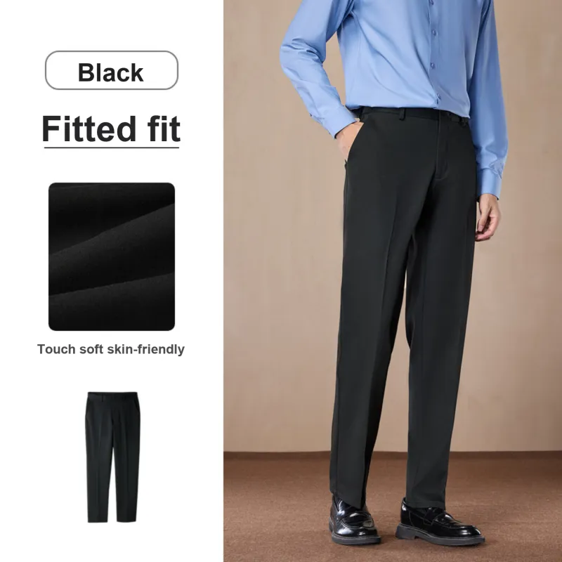 HLA Solid Color Straight Fit Gentleman Letter Embroidery Suit Trouser Men's-8
