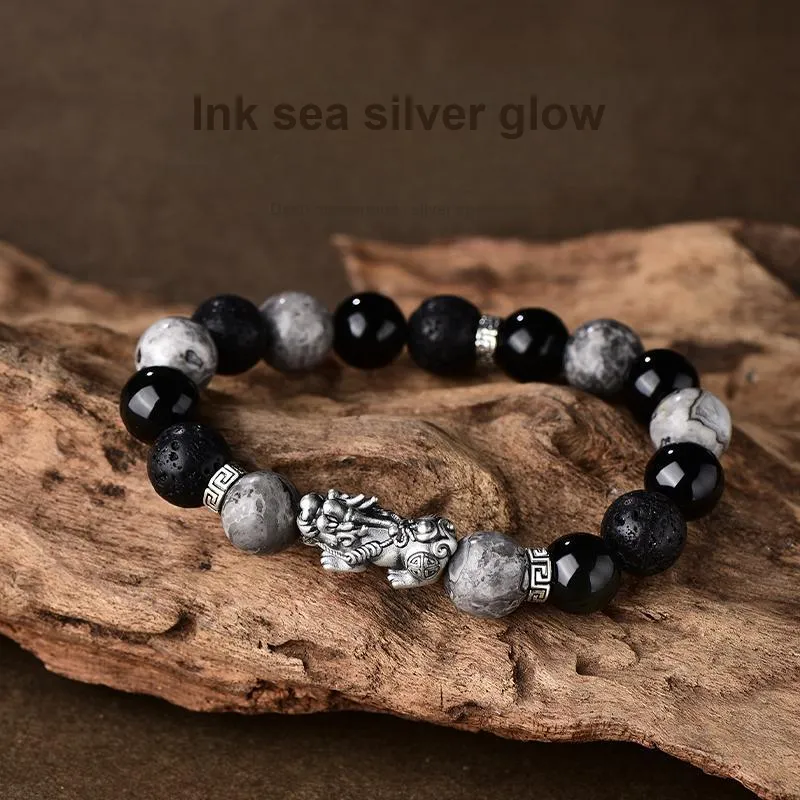 JINLIUFUJIXIANG Obsidian Jade Bracelets Men's-2