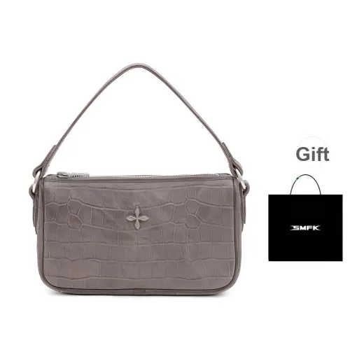 SMFK Cow Leather Handbag Women's Grey Crocodile