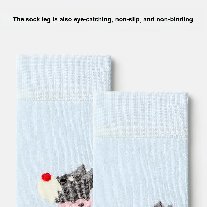 Primeet Mid Calf Socks Women's 4 Pack Cute Pet Design Hug-1