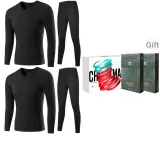V-Neck 2-Piece Underwear Set (Black+Black) 100% cotton Antibacterial/Premium Gift Box Set