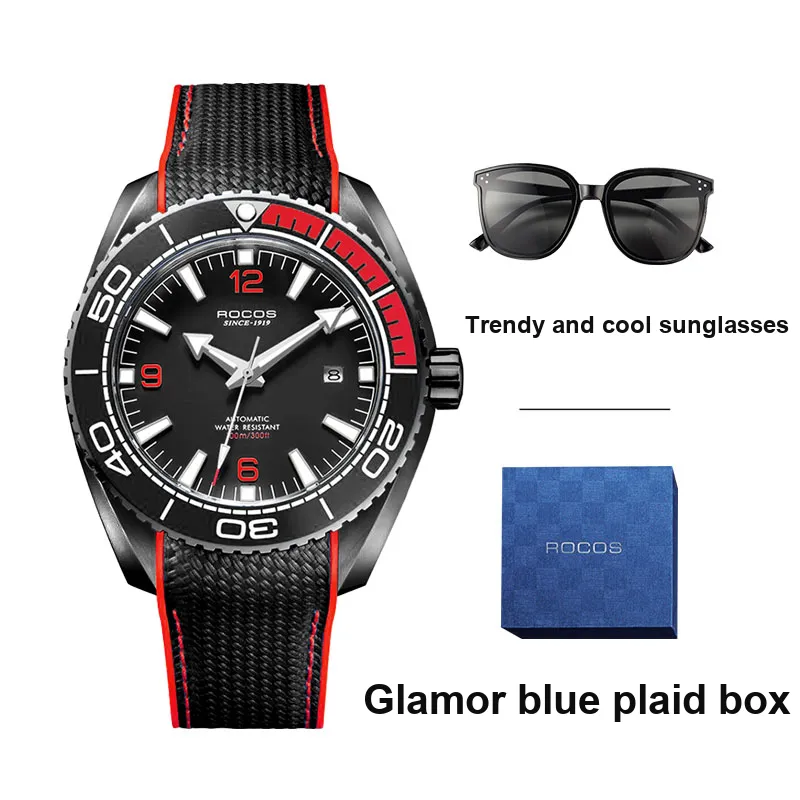 ROCOS Wind Style Collection Automatic Mechanical Movement Silicone Strap Watch Men's Watches Silver Dial-15