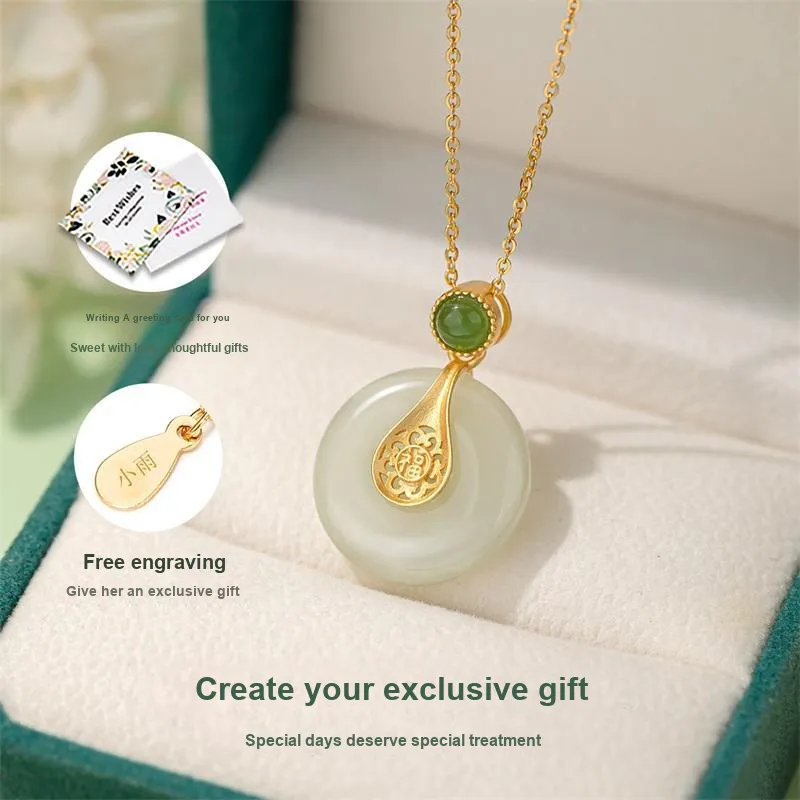 QLADY Necklaces Pale Greenish White Jade Women's-2