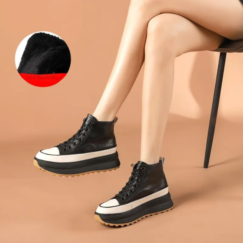 VEDULLAR Thermal Abrasion Resistant Height Increasing High Top Skateboard Shoes Women's-5