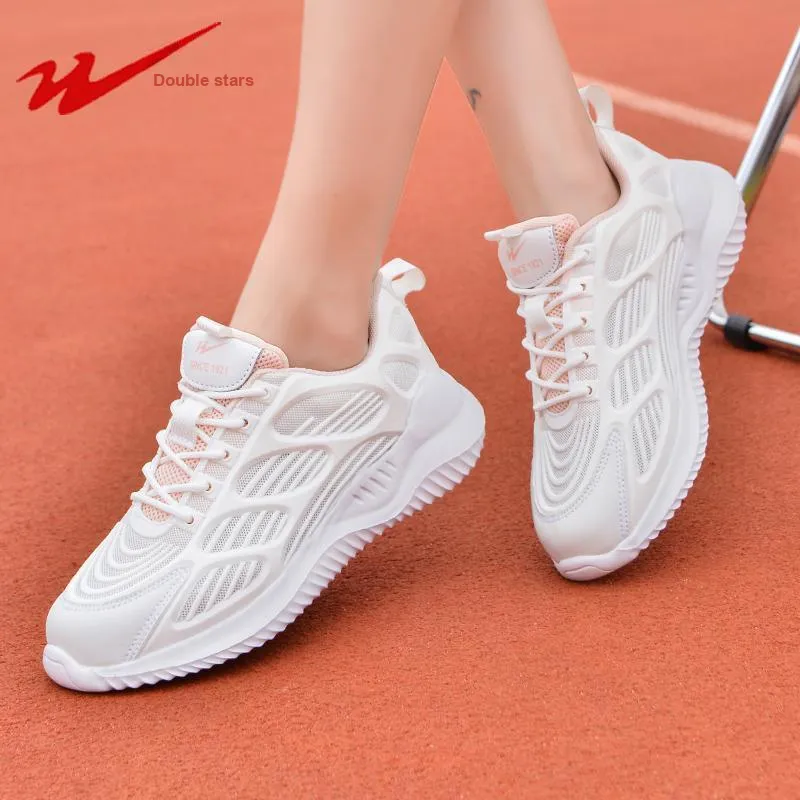 Binary Cushioning, Abrasion Resistant, Breathable, Lightweight Low Top Running Shoes Women's White Pink-7