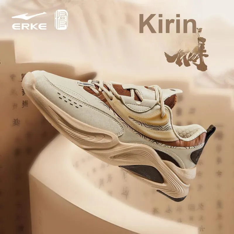 Erke Kirin 3.0 Non slip Lightweight Low Top Casual Shoes Men's Warm Flaxen Deep Sandalwood Color-4