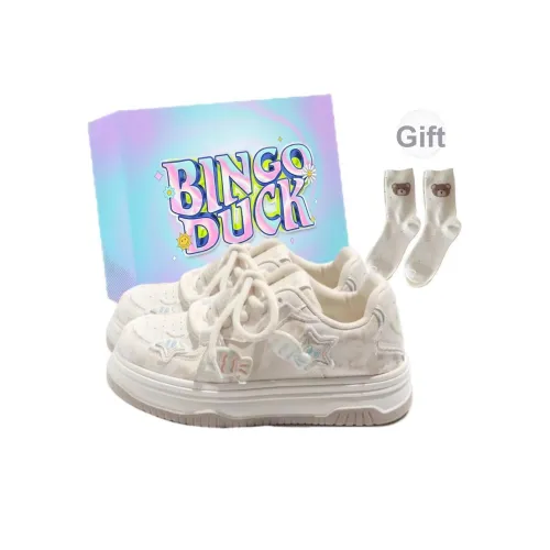 BINGO DUCK Slip-resistant Low Top Скейтборд Кроссовки Женские Экрю