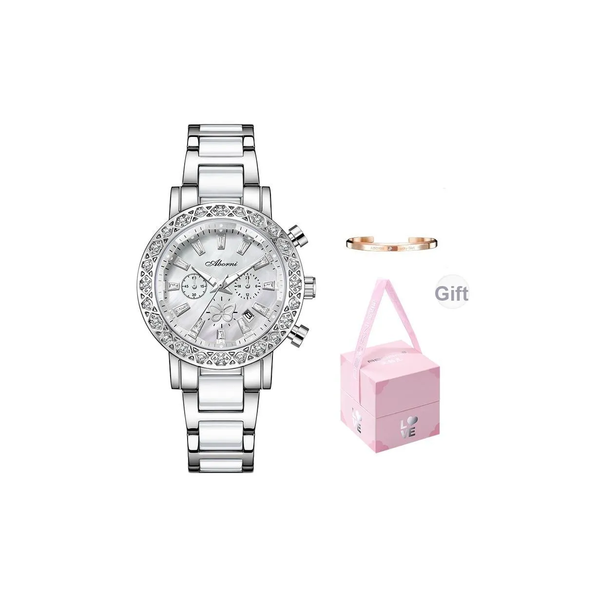 ABORNI Dreamy Butterfly Кварцевый механизм Керамика Ремешок Часы Унисекс Белый циферблат