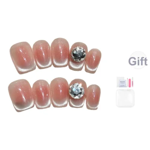 Yun Yue Joe Ледяной Прозрачный Телесный Французский Кошачий Глаз False Nail Короткий LADDER 15 мм