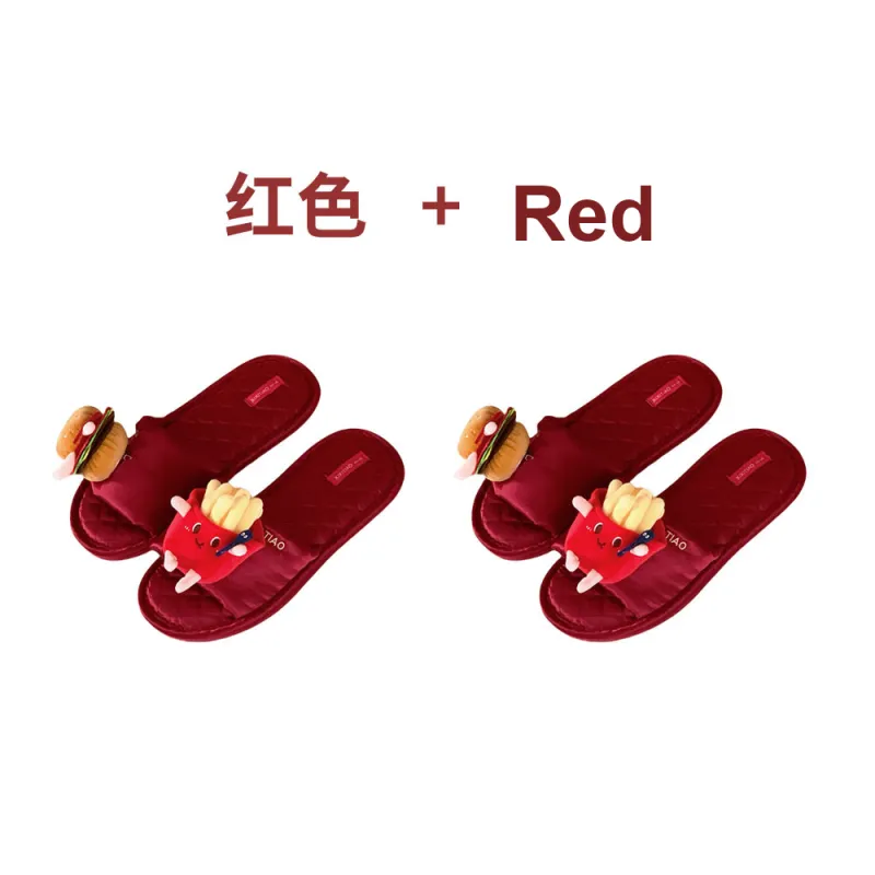Thin Strips Home Slippers Unisex, Red-1