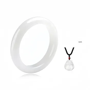 Yi Zhi Jing Bangles Pale Greenish White Jade Women's