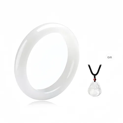 Yi Zhi Jing Bangles Pale Greenish White Jade Women's