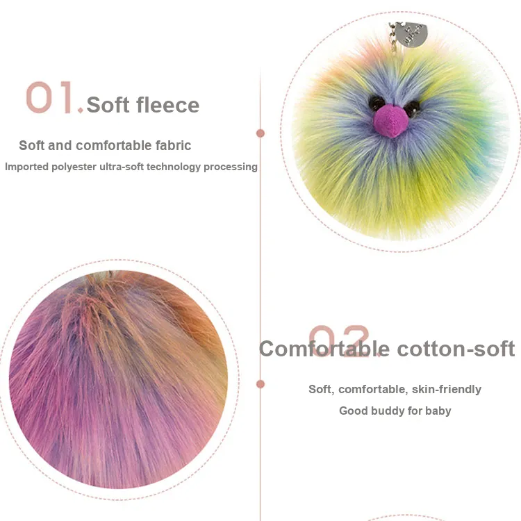 JELLYCAT Soft Collection Jellycat Other Characters Rainbow Fleece Ball Handbag Dolls Plush Pendant 6cm High-3