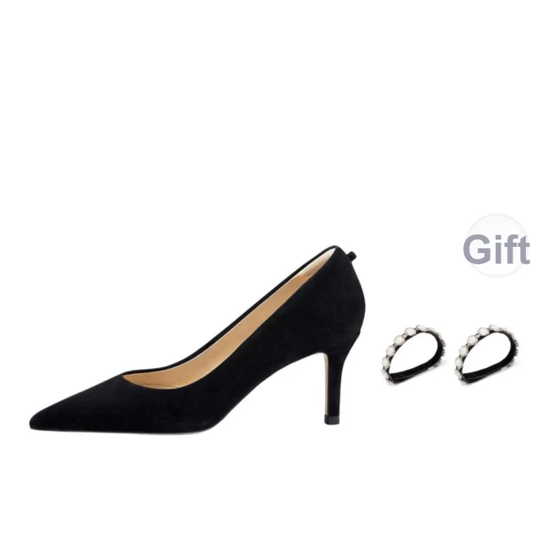 7or9 Black Truffle Slim Heel High Heels 7CM Women's Black-1