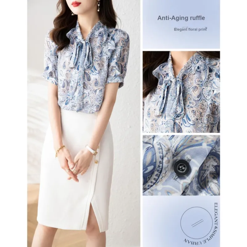 Like The Age Of Water Shirt Loose Fit Women's Blue-2