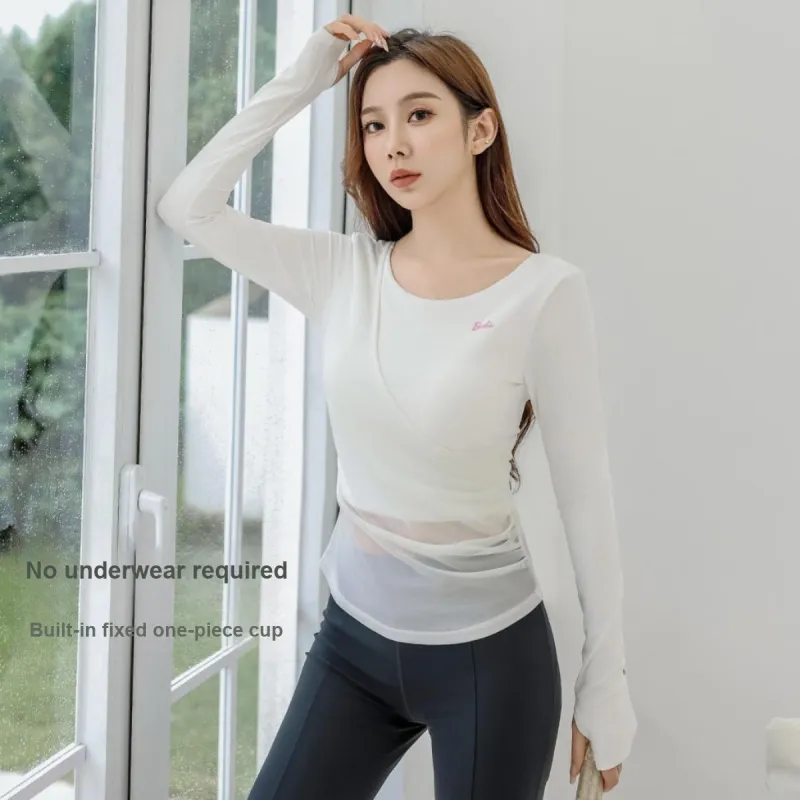 Barbie Yoga T Shirt Women's Raw White-1