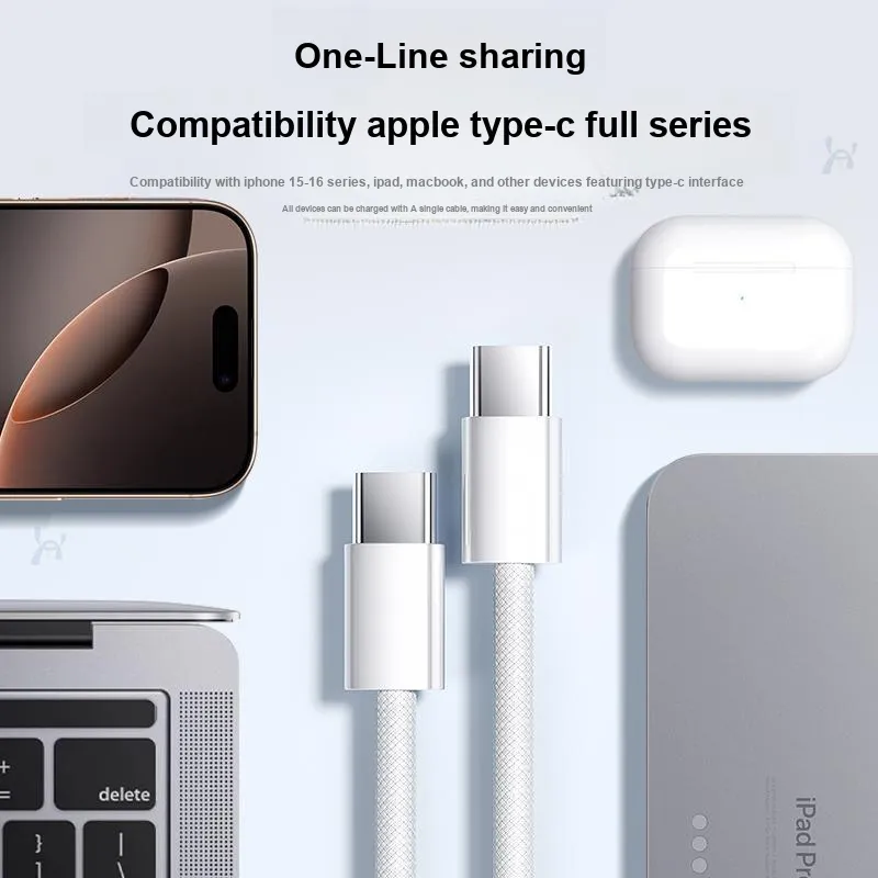 HOOYS 1 2m One Drag One Type c To Type c Compatible With Apple IPhone 15/16 Cables-2