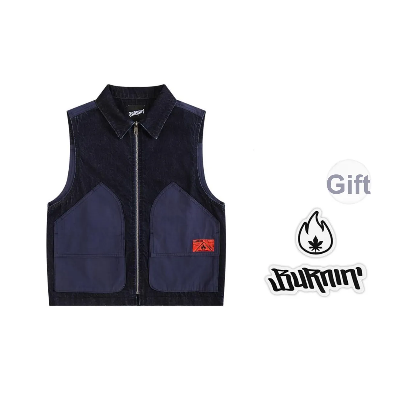 BURNIN Vest Unisex French Work Blue