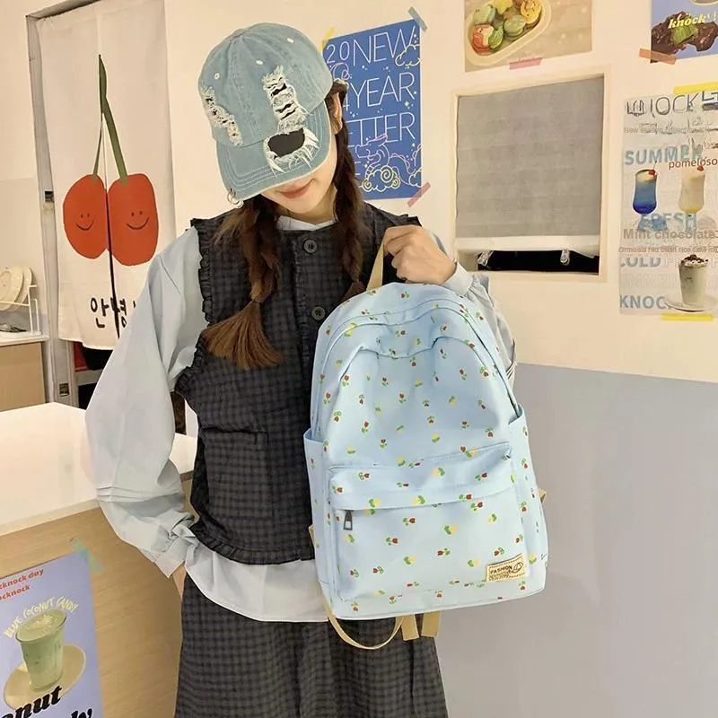 URBAN FOREST Canvas Backpack Unisex Light Blue/Dark Blue-1