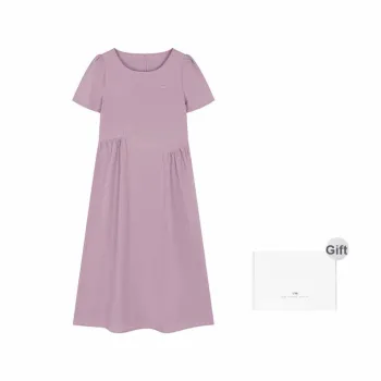 Mo Han Yi Mei Short Sleeved Dress Women's Gray Pink