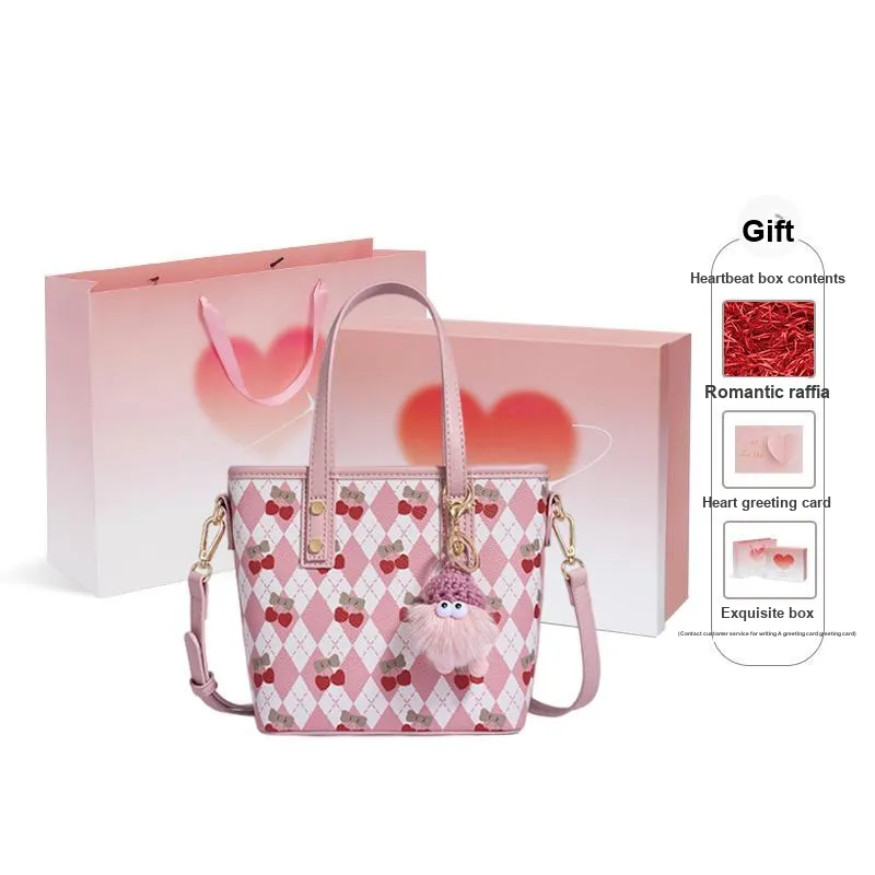 Old Man's Head PU Shoulder Bag Crossbody Bag Handbag Women's Strawberry Pink