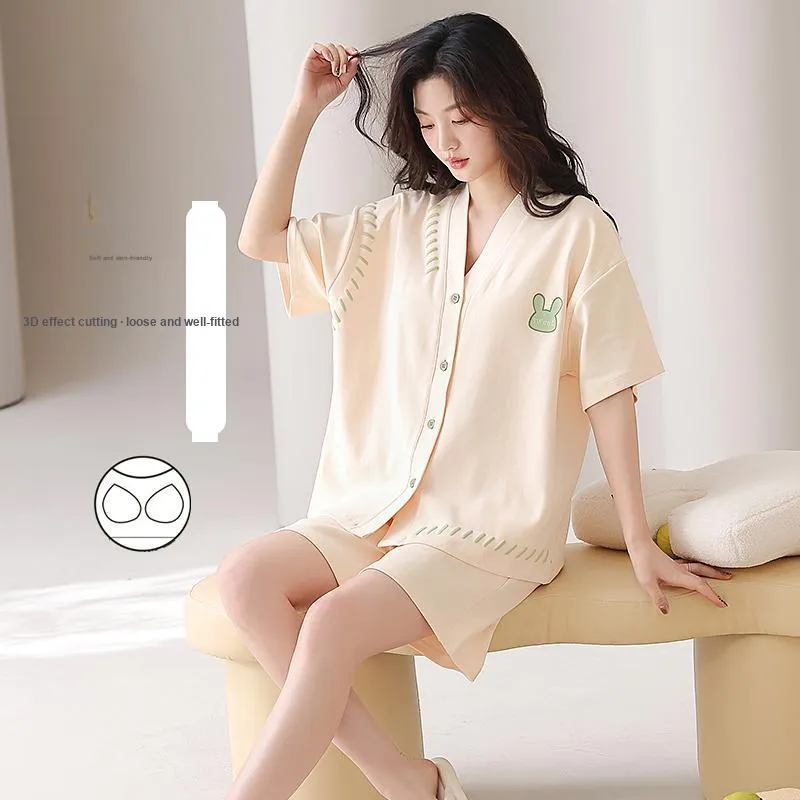 CHUDUAN Pajama Set Women's Apricot-4