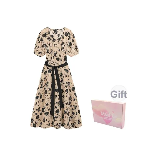 MOPB Короткий рукав Платье Женское Набор в подарочной коробке Включено Цветочный