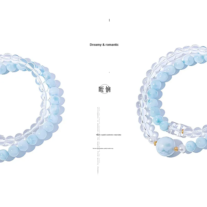 DIESHANG Natural Blue Chalcedony Bracelets Unisex-2