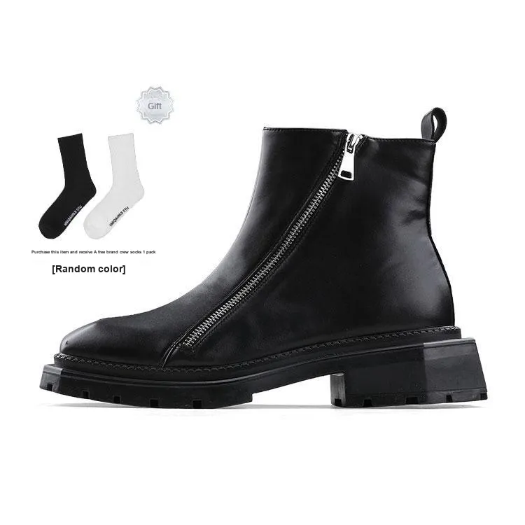 HANQIAORIJI Special-shaped Series Ankle Boots 3cm Unisex Black