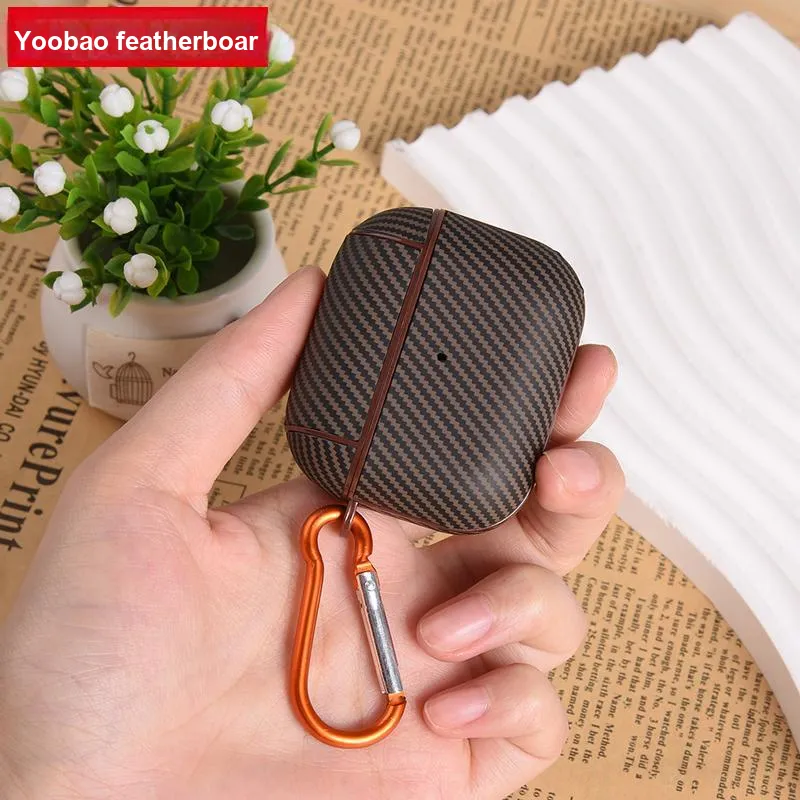Yoobao Compatibility AirPods4 TPU Carbon Fiber Texture Impact Resistant Headphone Cases-4