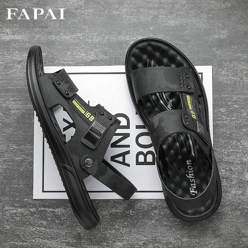 FAPAI Beach Sandals Men's Black-3
