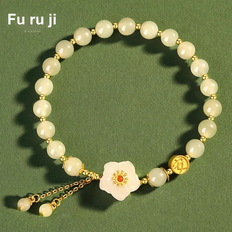 Fu Ru Ji Bracelets Pale Greenish White Jade Women's-3