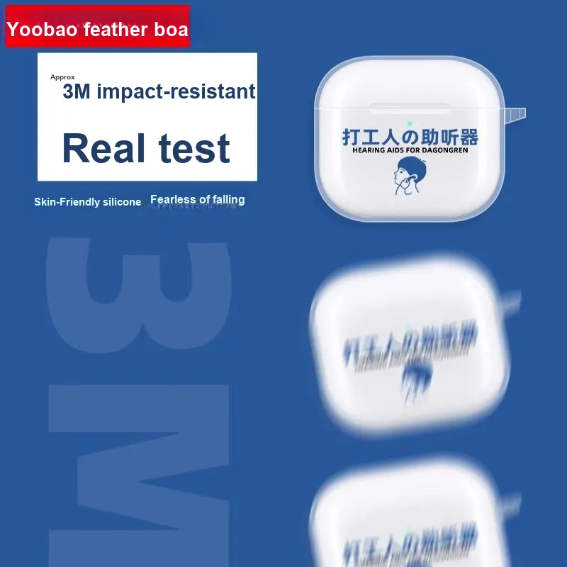 Yoobao Compatibility AirPods4 TPU Transparent Creative Text Headphone Cases-3