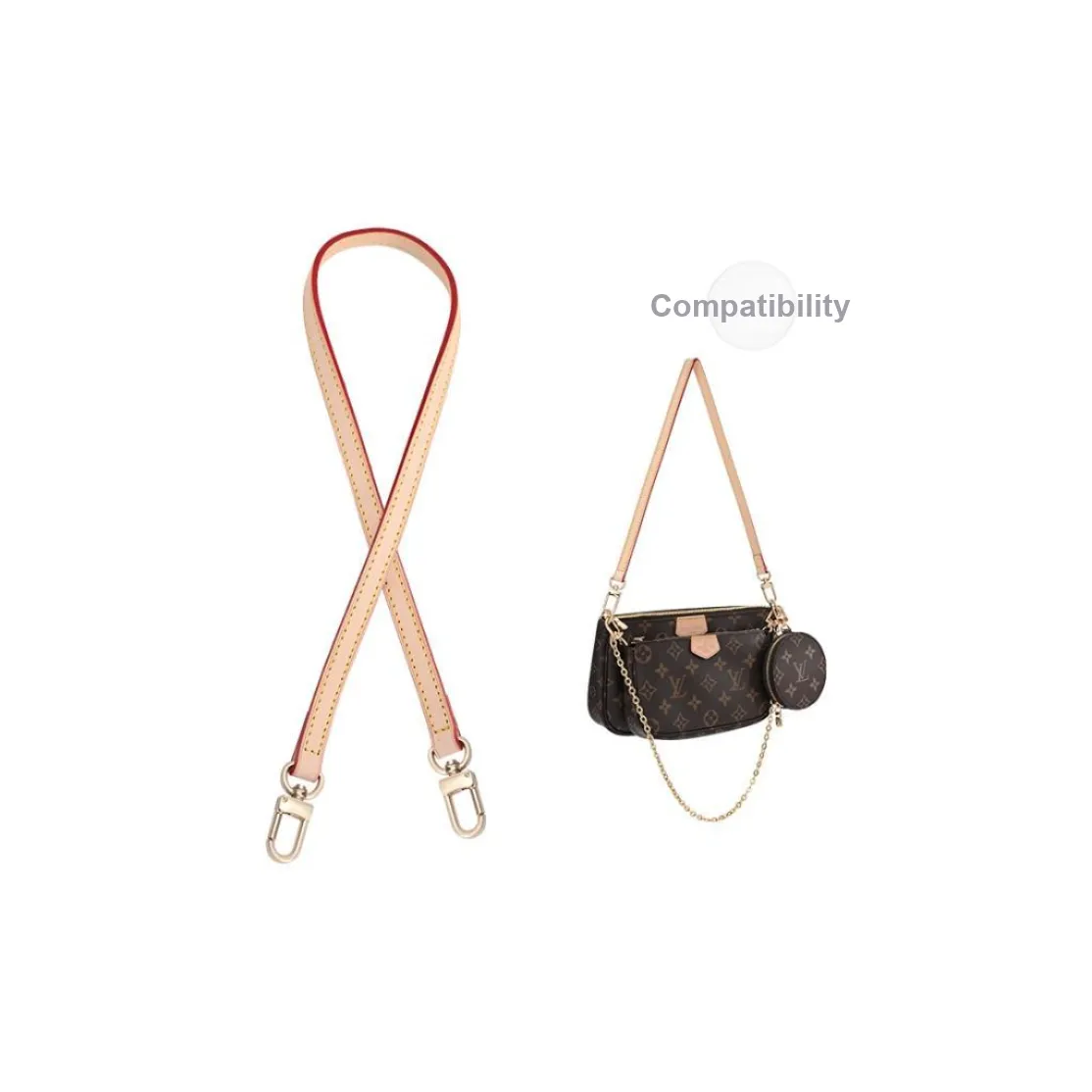Lan Bao Fan Alloy Bag Straps Unisex Gold Tone