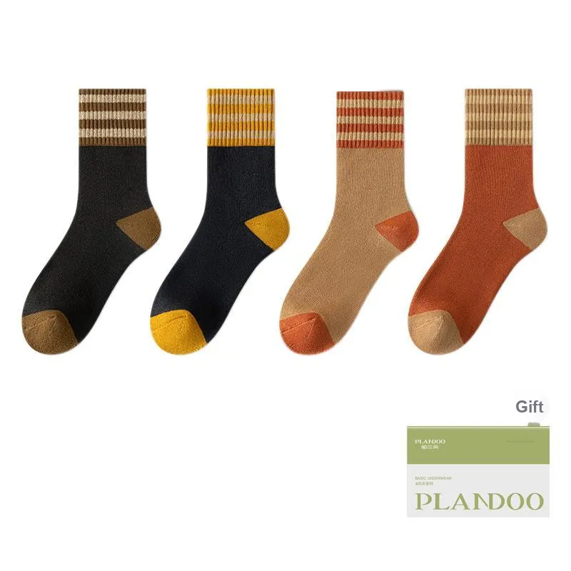 PLANDOO Mid Calf Socks Unisex Box 4 Pack-8