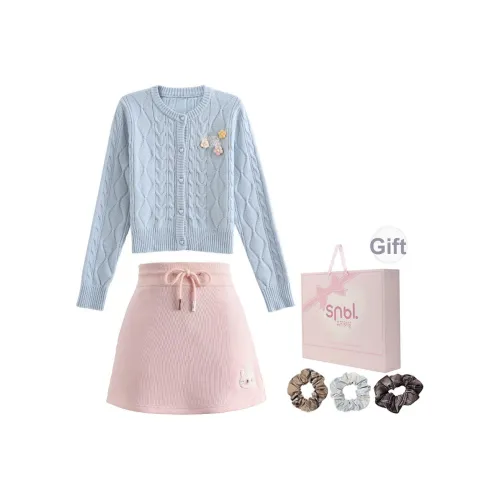 SNBL Синий Кардиган + Короткая Юбка Женские Комплекты с Юбкой