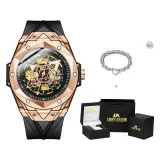 Rose Gold Case Black Strap (Bracelet+Box)