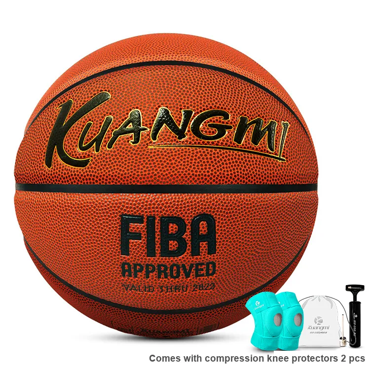 Kuangmi Microfiber Leather Basketball Brown Size 7 Training Match Unisex-1