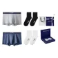 5A Antibacterial[Light Gray+Royal Blue]+Socks 2 Pack Gift Box Set