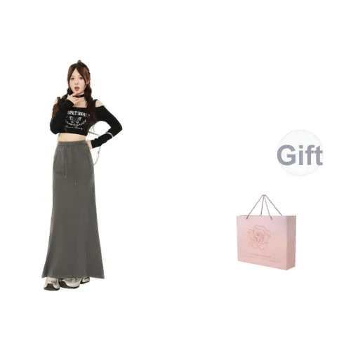 ZAZN Повседневный Длинный Юбка Женская Серого цвета