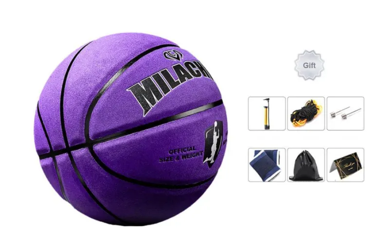 MILACHIC Cow Leather Basketball Deep Affection Purple Size 7 Ball Training Match Unisex-0