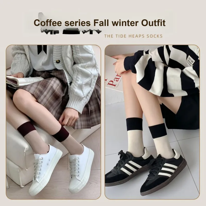 XXLLG Spring And Fall Mid Calf Socks Women's 4 Pack-3