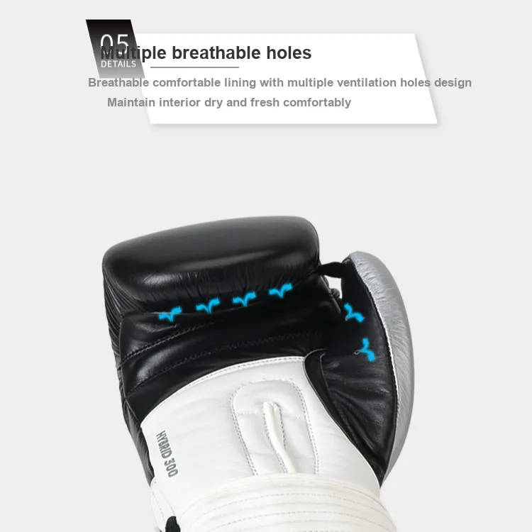 Adidas Boxing Gloves Cow Leather Sanda Martial Arts Unisex Black White-4