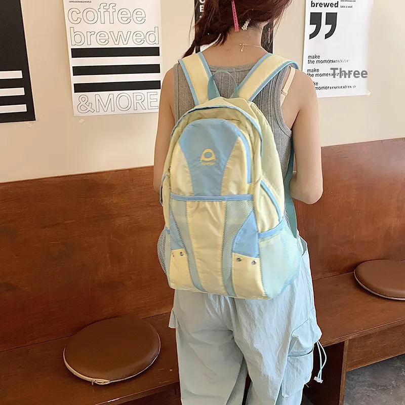 S.REPHEN Nylon Backpack Regular Unisex Gray/Black/Yellow-1